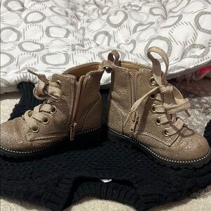 Cynthia Rowley Gold Ankle Boots with Sturdy Sole